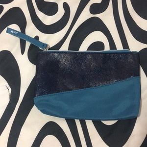 Blue sparkle makeup bag